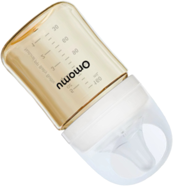 The bottle tipped as it is during a feed